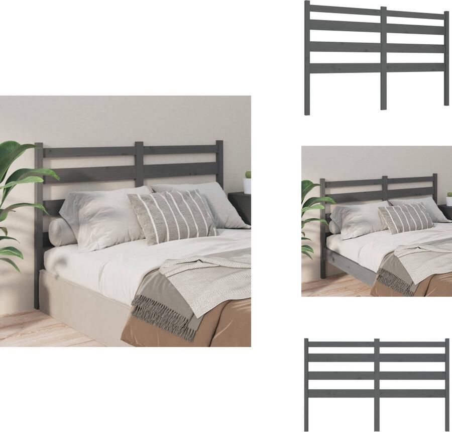 VidaXL Houten Hoofdeinde Klassiek Hoofdbord Afmeting- 126 x 4 x 100 cm Ken- Rustiek Grijs Montage vereist Bedonderdeel - Foto 4