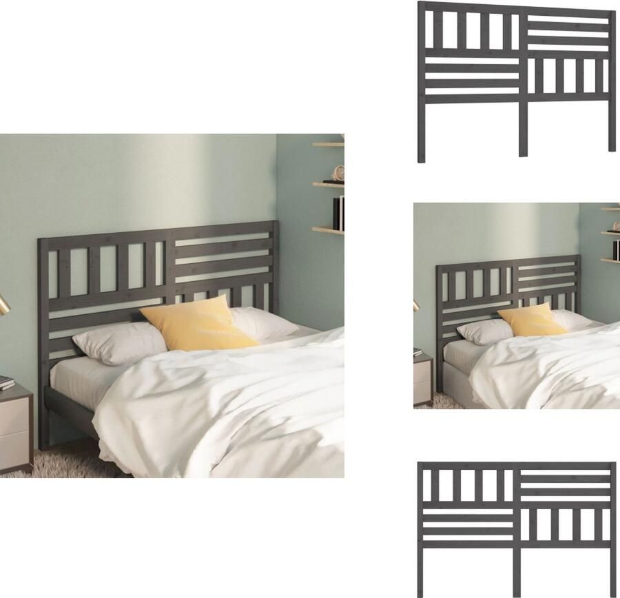 VidaXL Houten Hoofdeinde Klassiek Hoofdbord Afmeting- 126 x 4 x 100 cm Ken- Rustiek Grijs Montage vereist Bedonderdeel - Foto 3