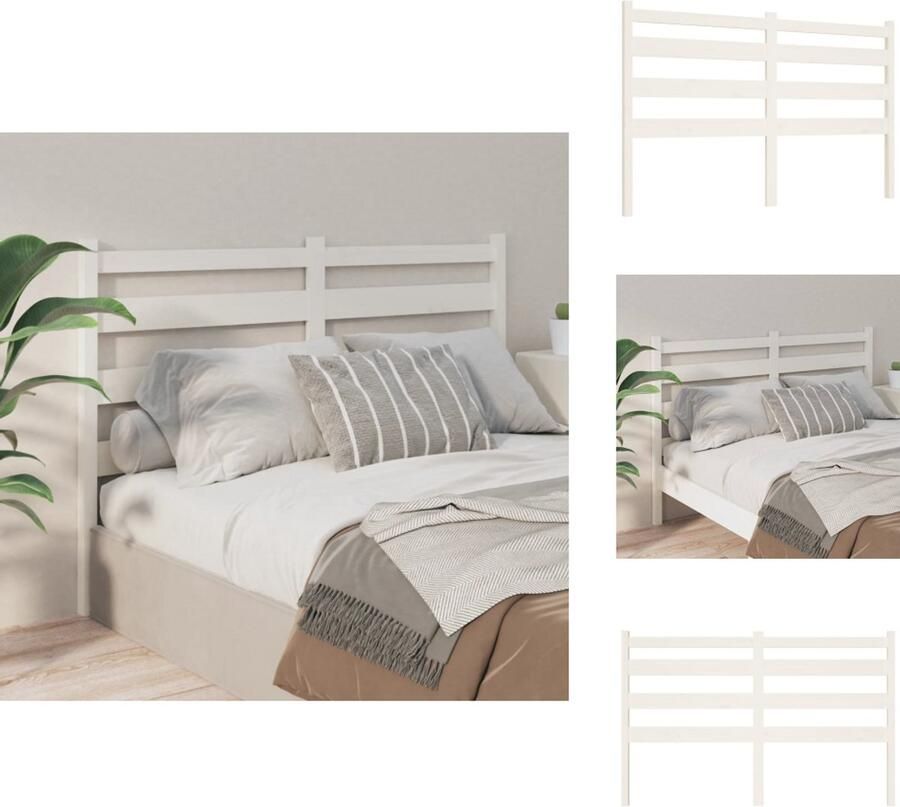 VidaXL Hoofdbord Hoofdborden Hoofdeinde Houten Hoofdbord 126x4x100 cm massief grenenhout wit