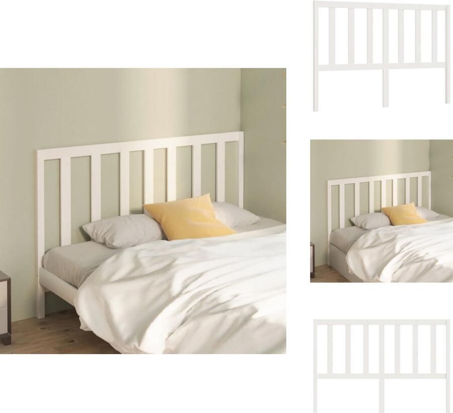 VidaXL Hoofdbord Hoofdborden Hoofdeinde Houten Hoofdbord 126x4x100 cm massief grenenhout wit