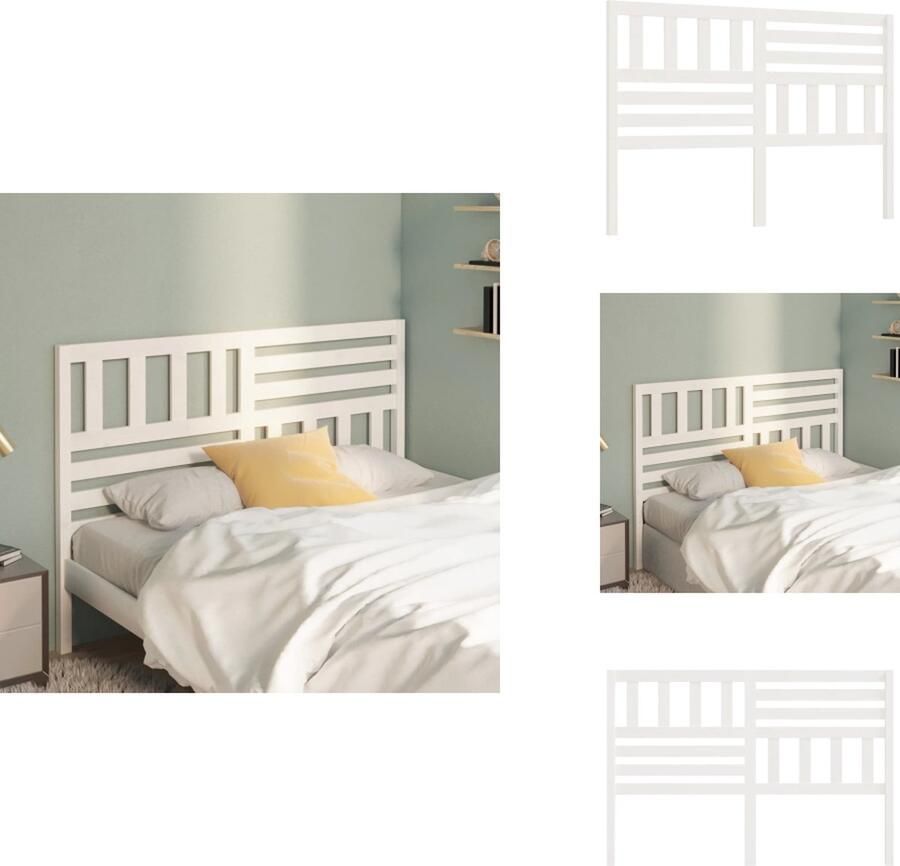 VidaXL Hoofdbord Hoofdborden Hoofdeinde Houten Hoofdbord 126x4x100 cm massief grenenhout wit - Foto 2