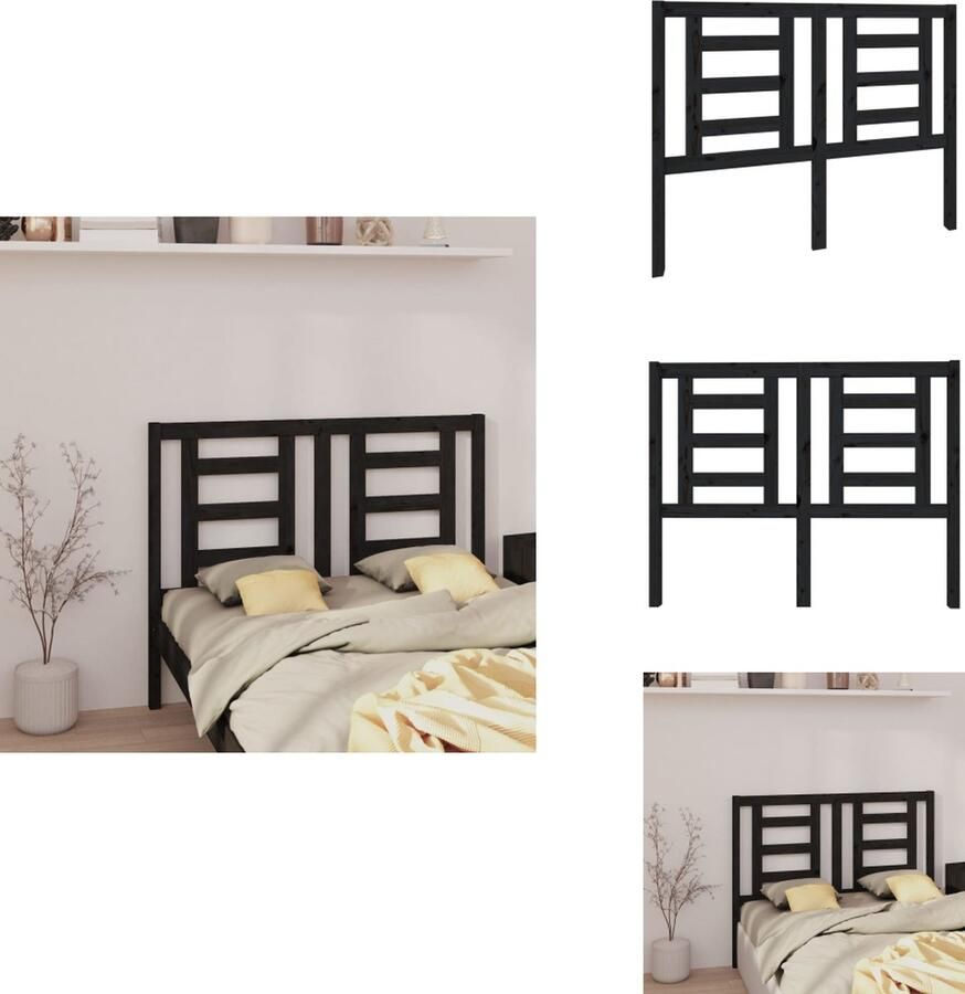 VidaXL Houten Hoofdbord Houten Latten Hoogwaardig Materiaal Zwarte Kleur 126x4x100 cm Bedonderdeel