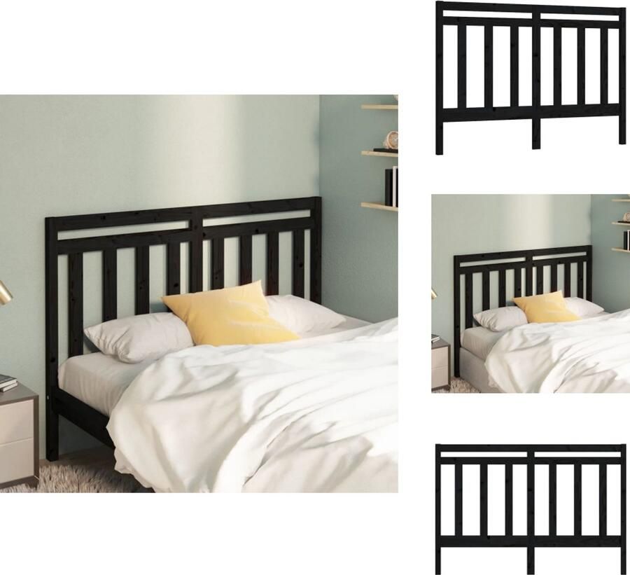 VidaXL Hoofdbord Hoofdborden Hoofdeinde Houten Hoofdbord 126x4x100 cm massief grenenhout zwart