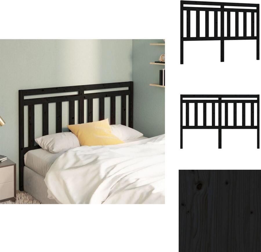 VidaXL Houten Hoofdbord Houten Latten Hoogwaardig Materiaal Zwarte Kleur 126x4x100 cm Bedonderdeel - Foto 2