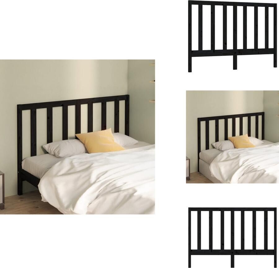 VidaXL Houten Hoofdbord Houten Latten Hoogwaardig Materiaal Zwarte Kleur 126x4x100 cm Bedonderdeel - Foto 3