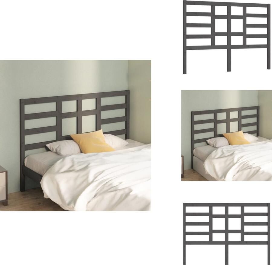 VidaXL Hoofdbord Hoofdborden Hoofdeinde Houten Hoofdbord 126x4x104 cm massief grenenhout grijs