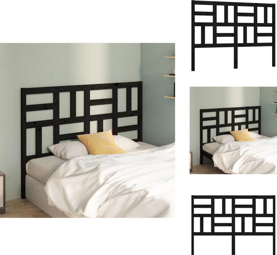 VidaXL Hoofdbord Hoofdborden Hoofdeinde Houten Hoofdbord 126x4x104 cm massief grenenhout zwart