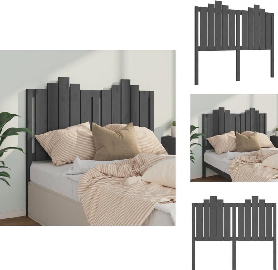 VidaXL Hoofdbord Hoofdborden Hoofdeinde Houten Hoofdbord 126x4x110 cm massief grenenhout grijs