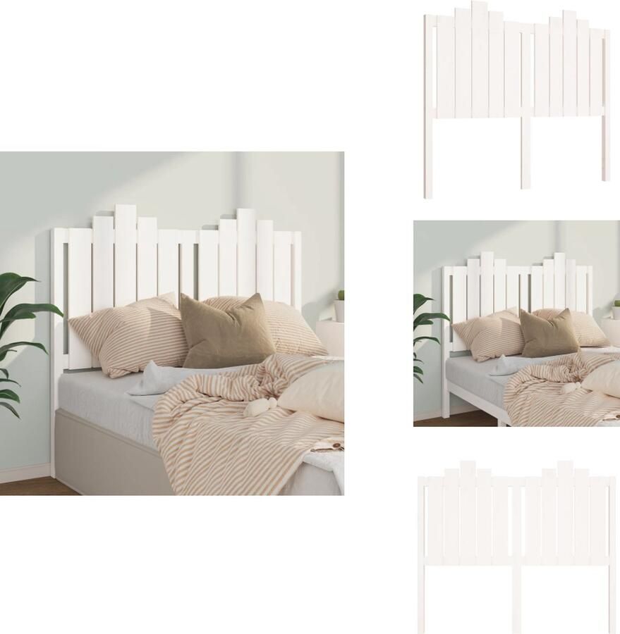 VidaXL Hoofdbord Hoofdborden Hoofdeinde Houten Hoofdbord 126x4x110 cm massief grenenhout wit
