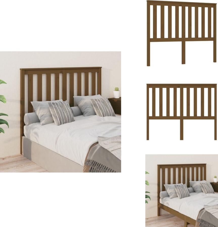 VidaXL Hoofdbord Hoofdborden Hoofdeinde Houten Hoofdbord 126x6x101 cm massief grenenhout honingbruin
