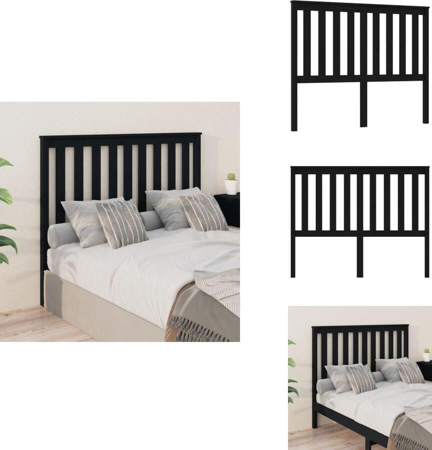 VidaXL Hoofdbord Hoofdborden Hoofdeinde Houten Hoofdbord 126x6x101 cm massief grenenhout zwart