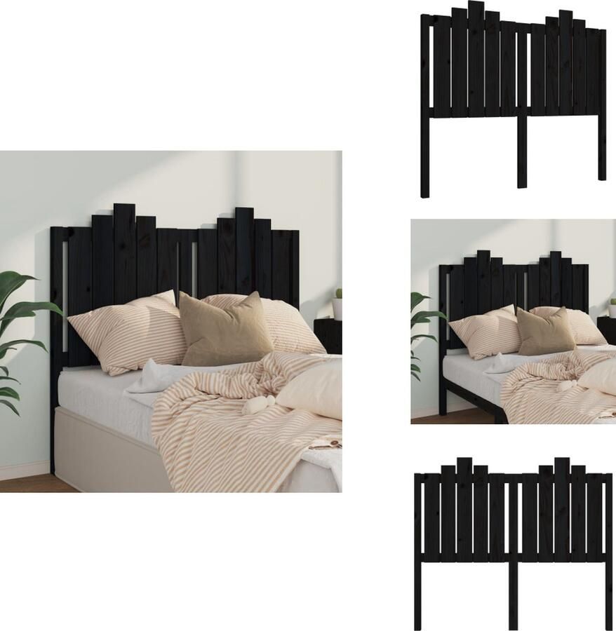 VidaXL Hoofdbord Hoofdborden Hoofdeinde Houten Hoofdbord 126x6x110 cm massief grenenhout zwart