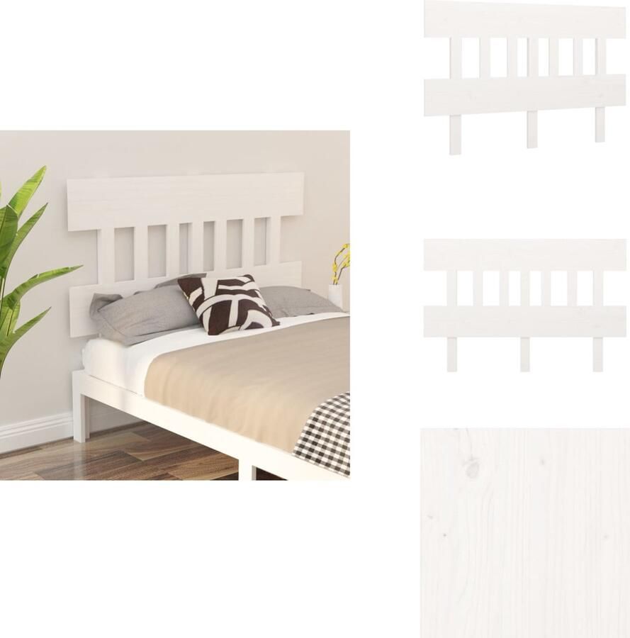 VidaXL Hoofdbord Hoofdborden Hoofdeinde Houten Hoofdbord 138 5x3x81 cm massief grenenhout wit