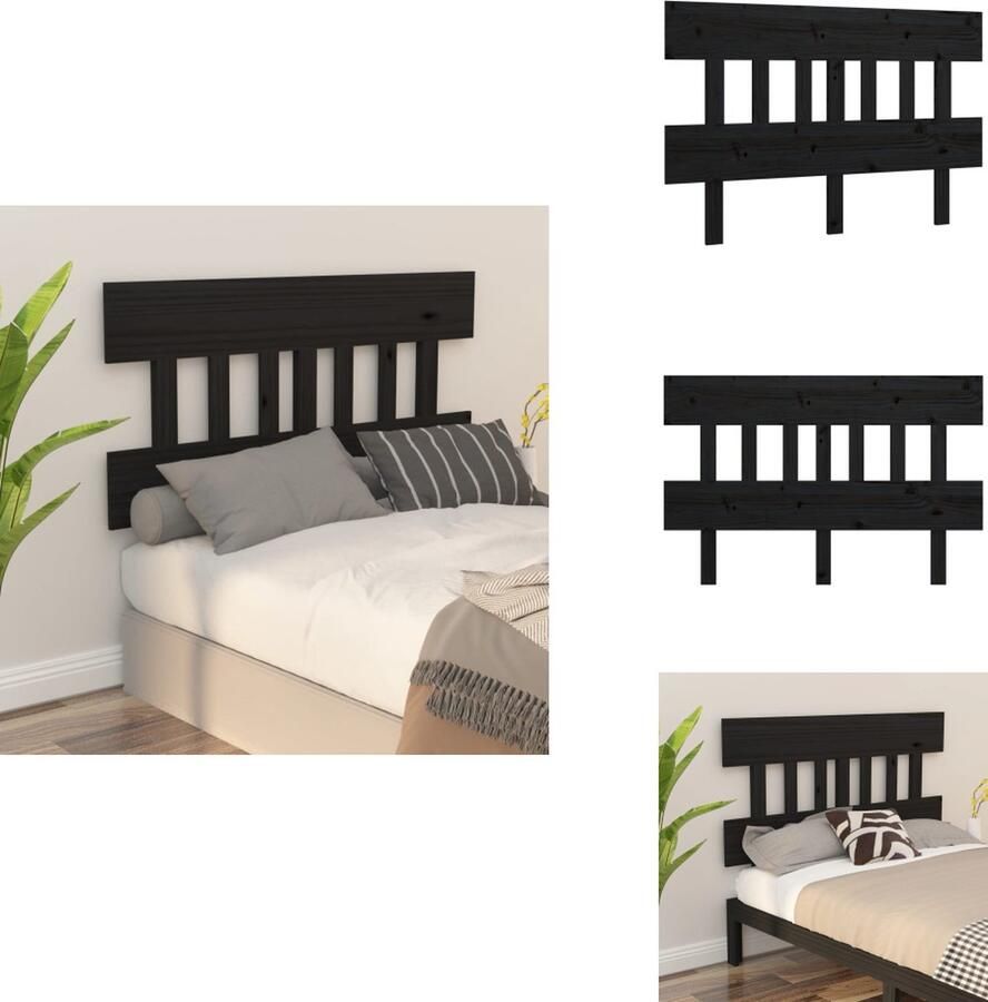 VidaXL Hoofdbord Hoofdborden Hoofdeinde Houten Hoofdbord 138-5x3x81 cm massief grenenhout zwart