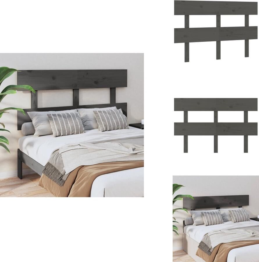 VidaXL Hoofdbord Hoofdborden Hoofdeinde Houten Hoofdbord 138x3x81 cm massief grenenhout grijs
