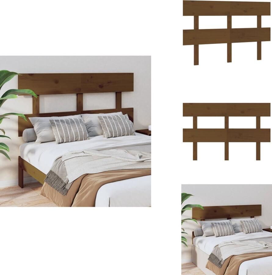 VidaXL Hoofdbord Hoofdborden Hoofdeinde Houten Hoofdbord 138x3x81 cm massief grenenhout honingbruin - Foto 2