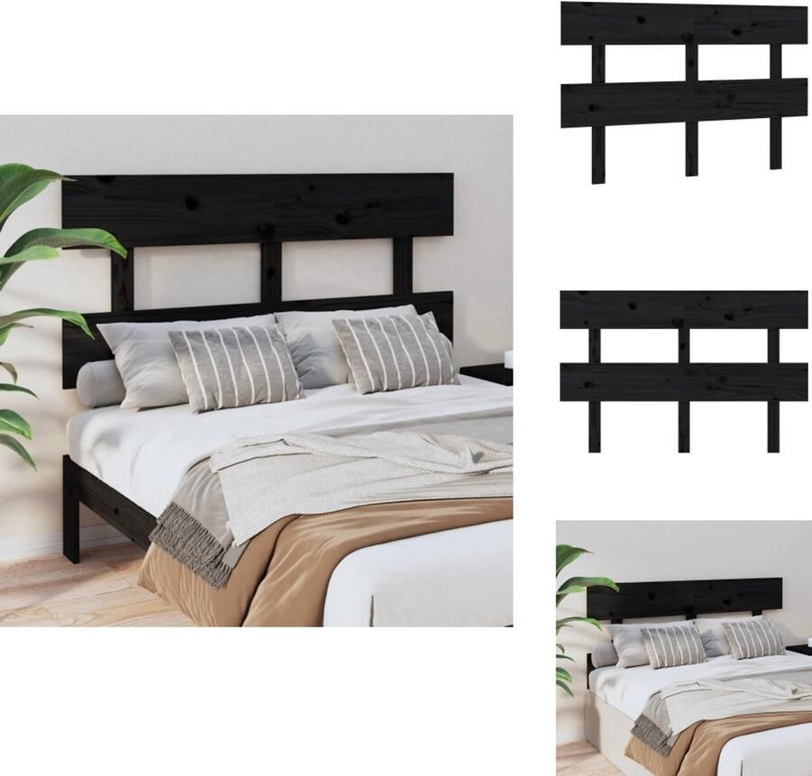 VidaXL Hoofdbord Hoofdborden Hoofdeinde Houten Hoofdbord 138x3x81 cm massief grenenhout zwart