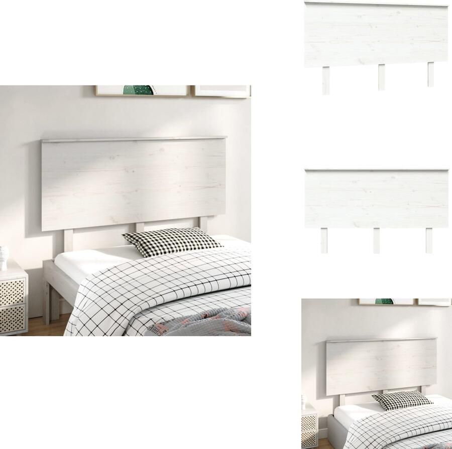 VidaXL Hoofdbord Hoofdborden Hoofdeinde Houten Hoofdbord 139x6x82-5 cm massief grenenhout wit - Foto 2
