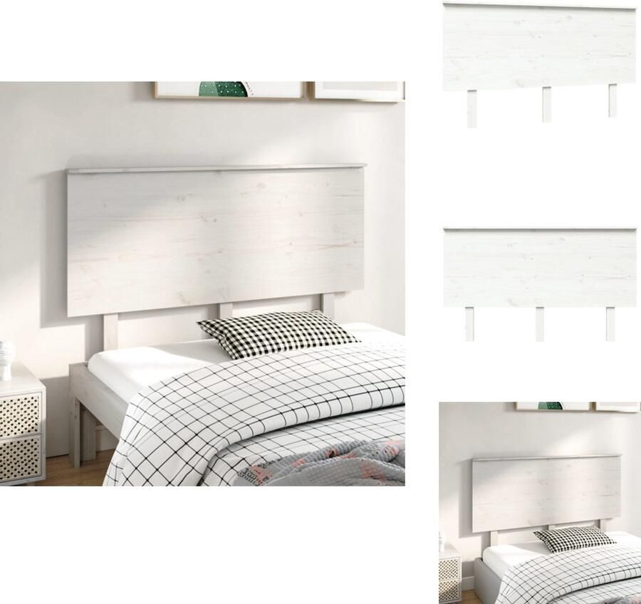 VidaXL Hoofdbord Hoofdborden Hoofdeinde Houten Hoofdbord 139x6x82-5 cm massief grenenhout wit