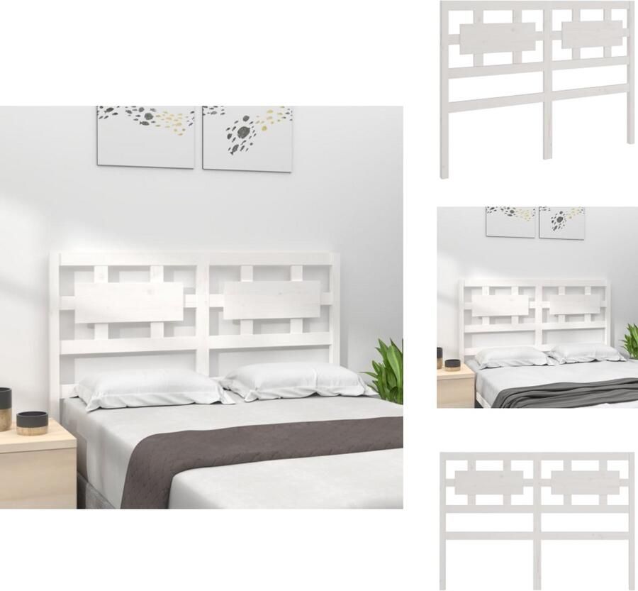 VidaXL Hoofdbord Hoofdborden Hoofdeinde Houten Hoofdbord 140 5x4x100 cm massief grenenhout wit - Foto 4