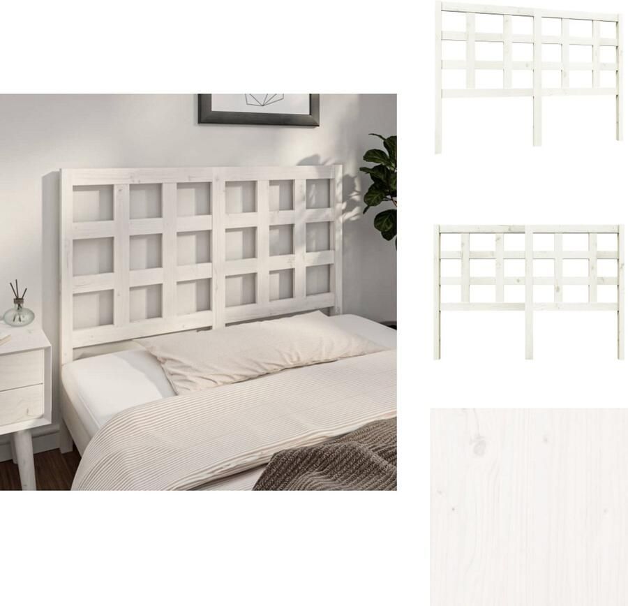VidaXL Hoofdbord Hoofdborden Hoofdeinde Houten Hoofdbord 140 5x4x100 cm massief grenenhout wit