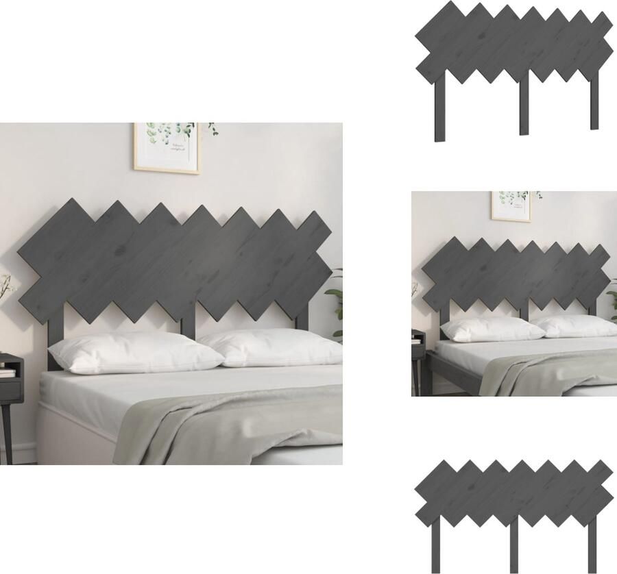 VidaXL Hoofdbord Hoofdborden Hoofdeinde Houten Hoofdbord 141x3x80 5 cm massief grenenhout grijs