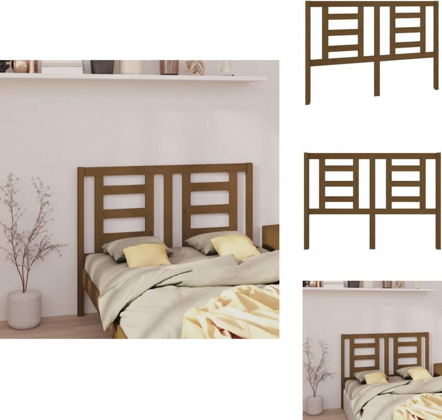 VidaXL Hoofdbord Hoofdborden Hoofdeinde Houten Hoofdbord 141x4x100 cm massief grenenhout honingbruin - Foto 3