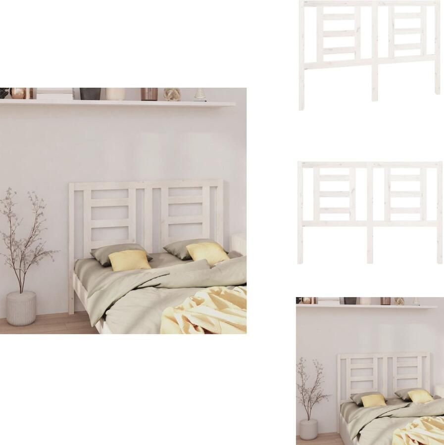 VidaXL Hoofdbord Hoofdborden Hoofdeinde Houten Hoofdbord 141x4x100 cm massief grenenhout wit