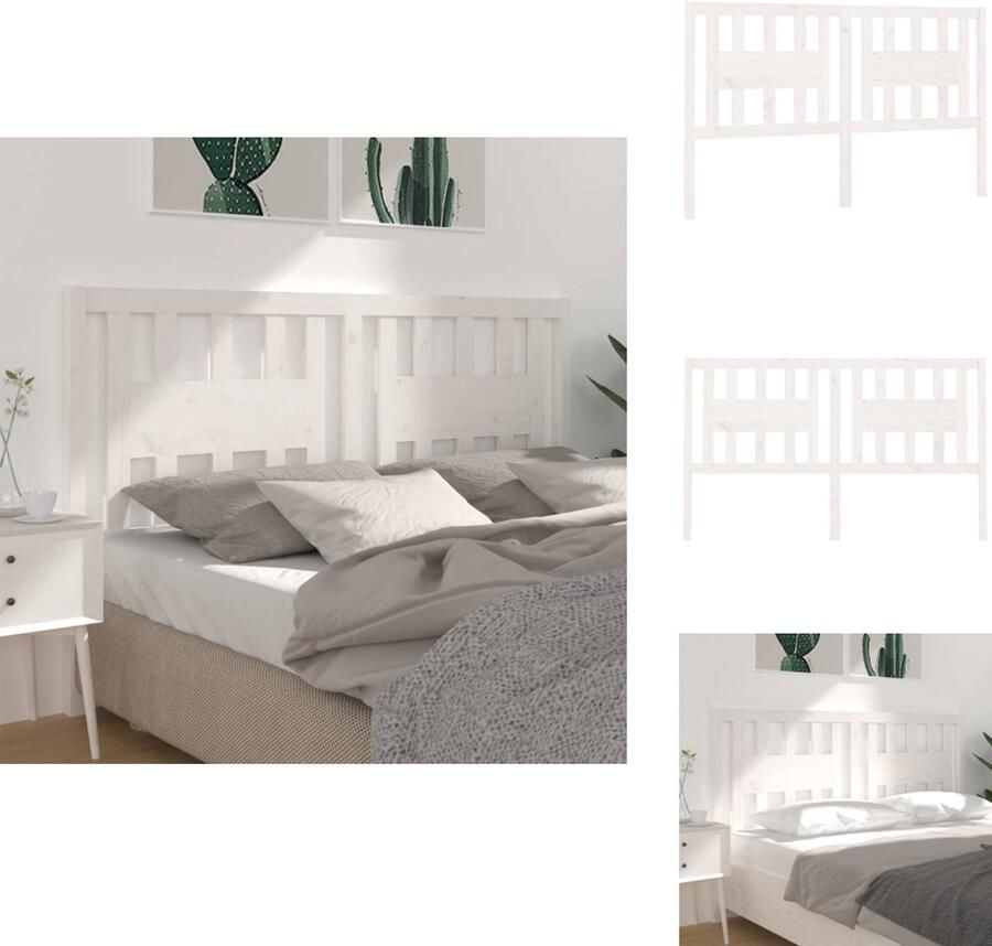 VidaXL Hoofdbord Hoofdborden Hoofdeinde Houten Hoofdbord 141x4x100 cm massief grenenhout wit - Foto 2