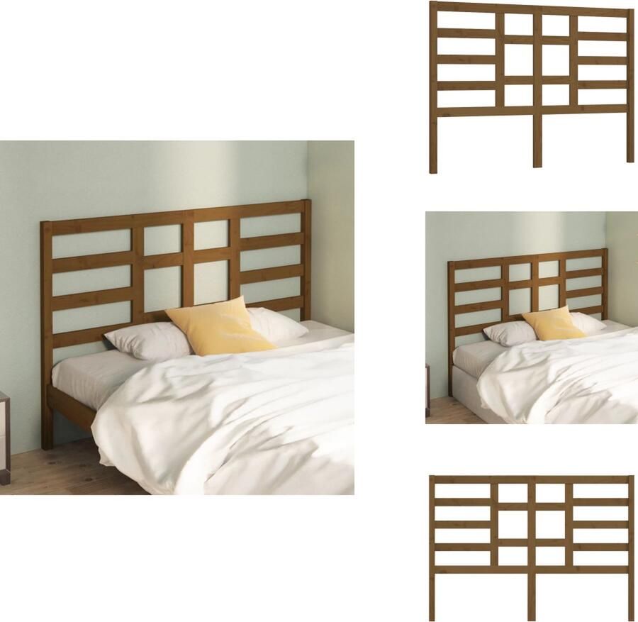 VidaXL Hoofdbord Hoofdborden Hoofdeinde Houten Hoofdbord 141x4x104 cm massief grenenhout honingbruin - Foto 3