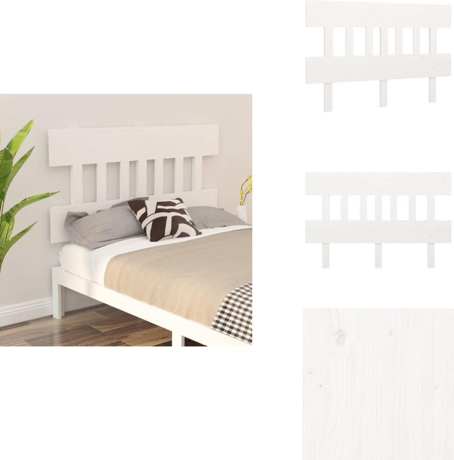 VidaXL Hoofdbord Hoofdborden Hoofdeinde Houten Hoofdbord 163 5x3x81 cm massief grenenhout wit