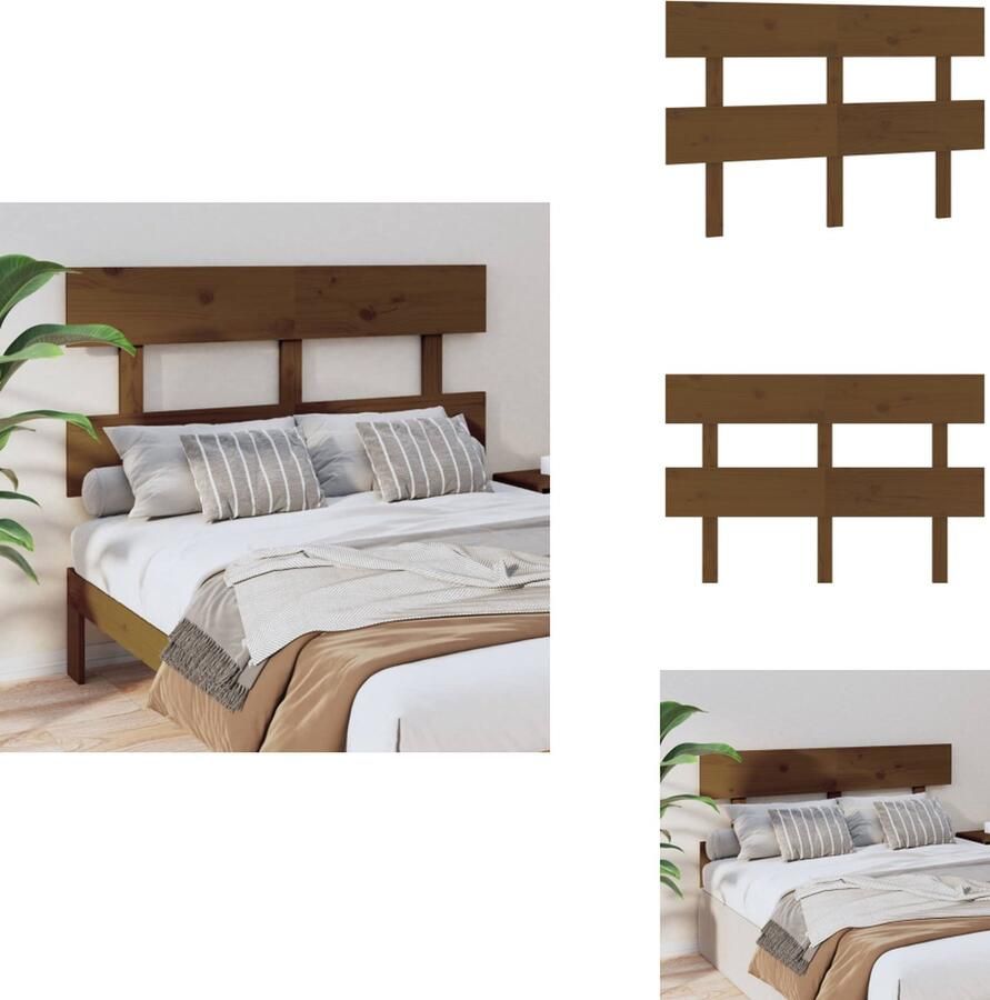 VidaXL Hoofdbord Hoofdborden Hoofdeinde Houten Hoofdbord 144x3x81 cm massief grenenhout honingbruin - Foto 2