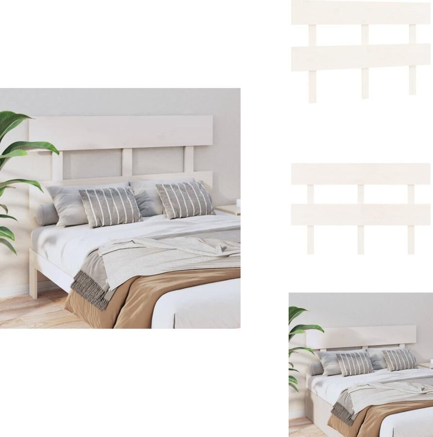 VidaXL Hoofdbord Hoofdborden Hoofdeinde Houten Hoofdbord 144x3x81 cm massief grenenhout wit