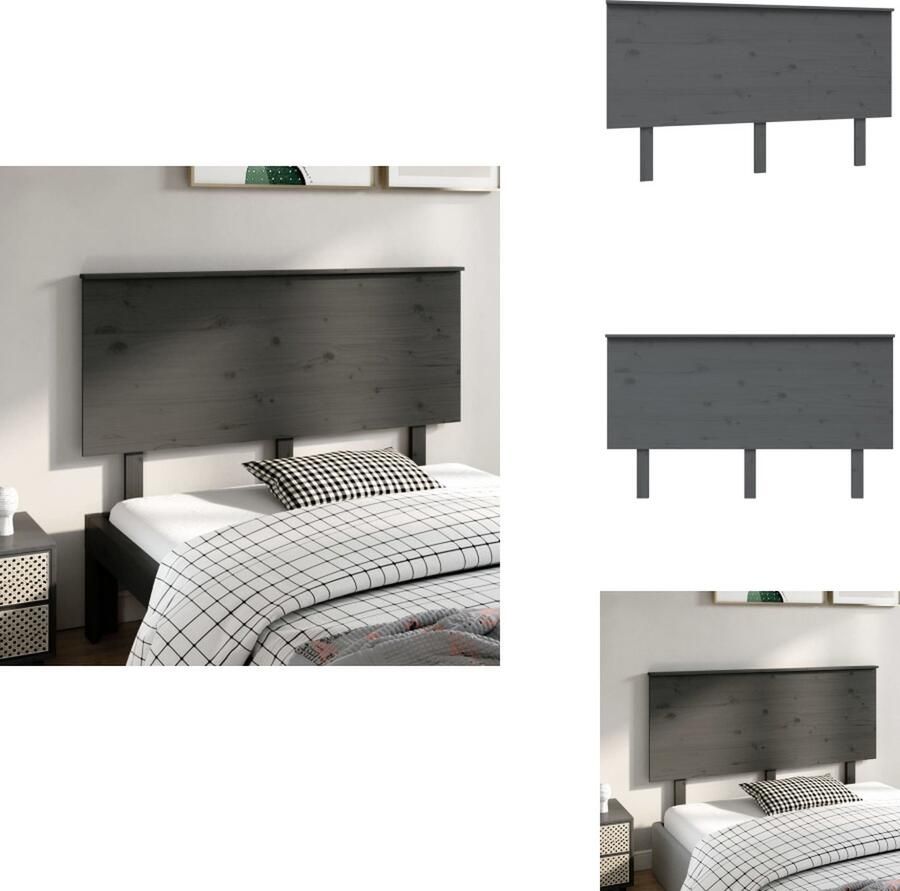 VidaXL Hoofdbord Hoofdborden Hoofdeinde Houten Hoofdbord 144x6x82 5 cm massief grenenhout grijs