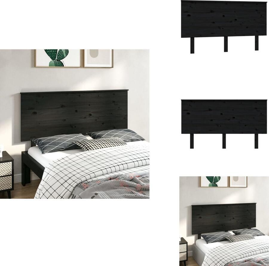 VidaXL Houten Hoofdbord Klassiek Hoofdeinden Afmetingen- 144 x 6 x 82.5 cm Kleur- Zwart Bedonderdeel