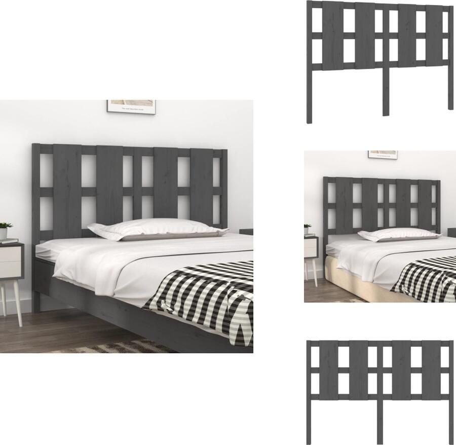 VidaXL Hoofdbord Hoofdborden Hoofdeinde Houten Hoofdbord 145 5x4x100 cm massief grenenhout grijs - Foto 2