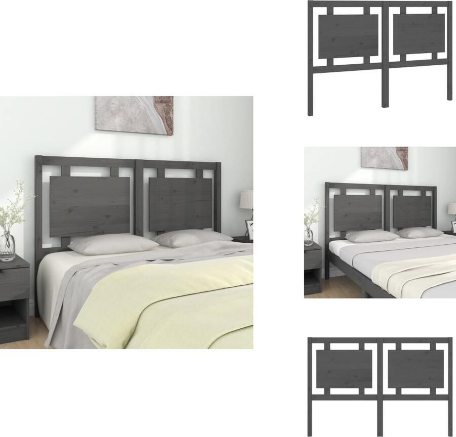 VidaXL Hoofdbord Hoofdborden Hoofdeinde Houten Hoofdbord 145-5x4x100 cm massief grenenhout grijs