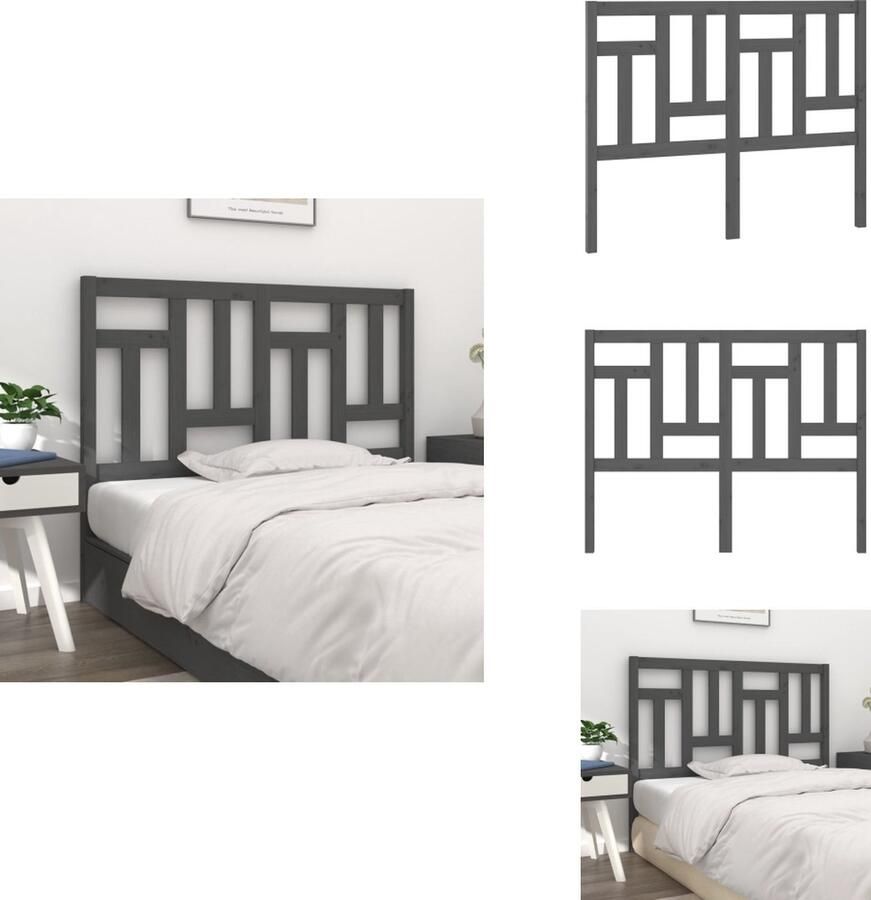 VidaXL Hoofdbord Hoofdborden Hoofdeinde Houten Hoofdbord 145 5x4x100 cm massief grenenhout grijs