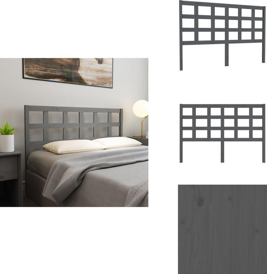 VidaXL Hoofdbord Hoofdborden Hoofdeinde Houten Hoofdbord 145 5x4x100 cm massief grenenhout grijs