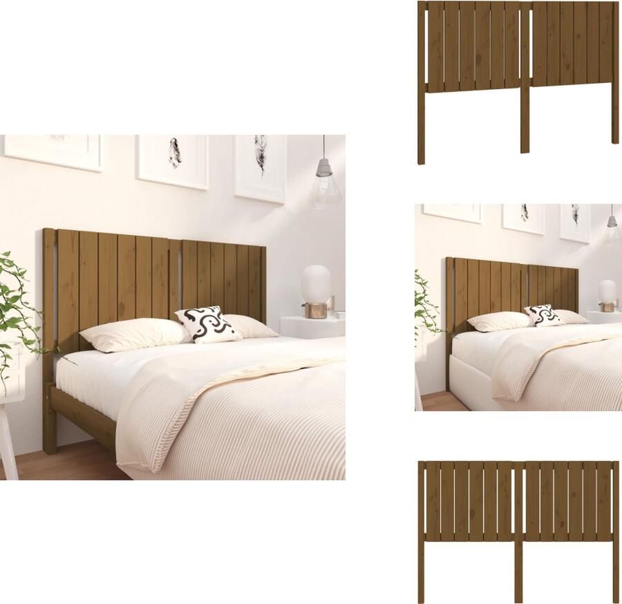 VidaXL Hoofdbord Hoofdborden Hoofdeinde Houten Hoofdbord 145-5x4x100 cm massief grenenhout honingbruin - Foto 2