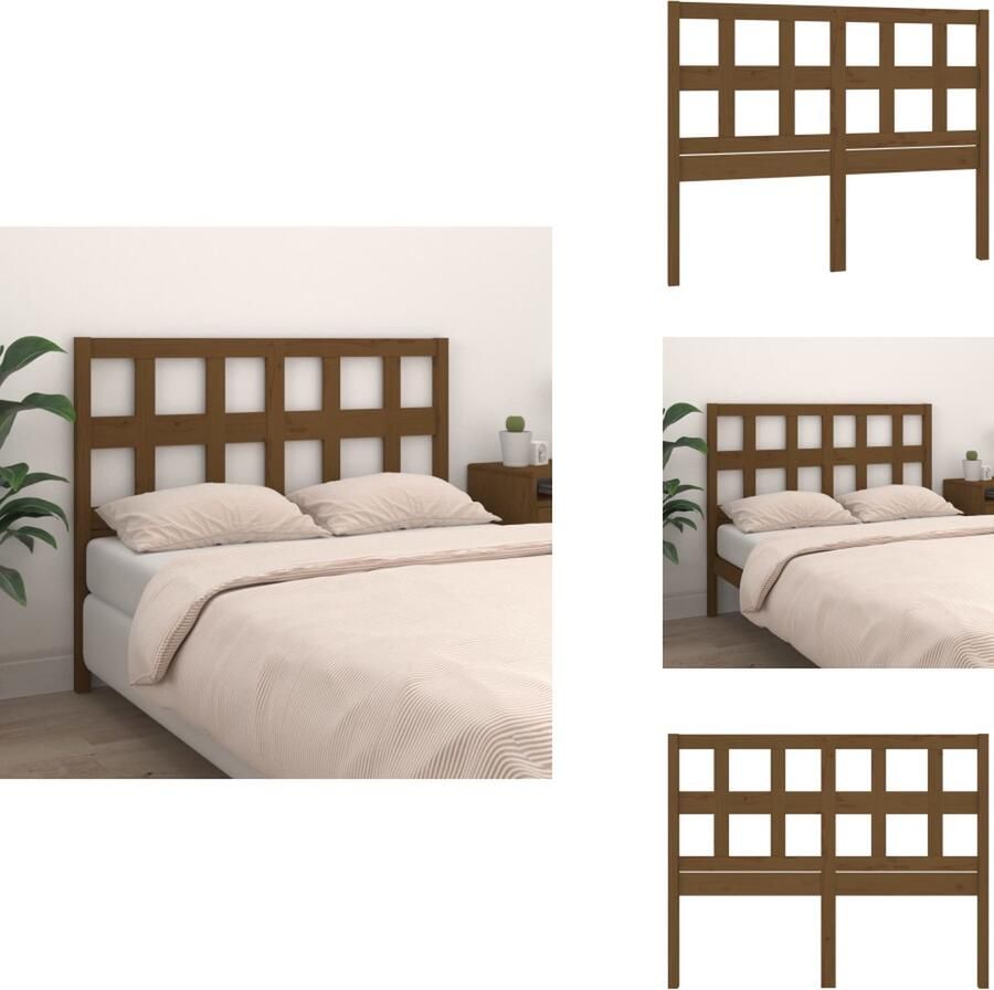 VidaXL Hoofdbord Hoofdborden Hoofdeinde Houten Hoofdbord 145-5x4x100 cm massief grenenhout honingbruin - Foto 4