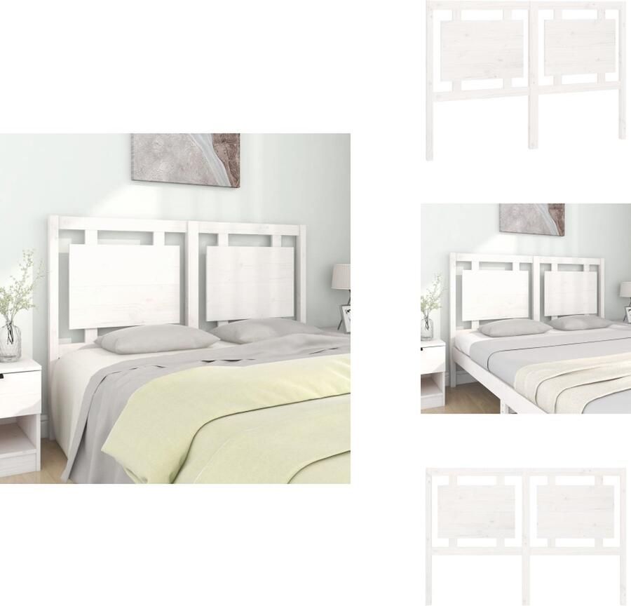 VidaXL Hoofdbord Hoofdborden Hoofdeinde Houten Hoofdbord 145-5x4x100 cm massief grenenhout wit - Foto 2