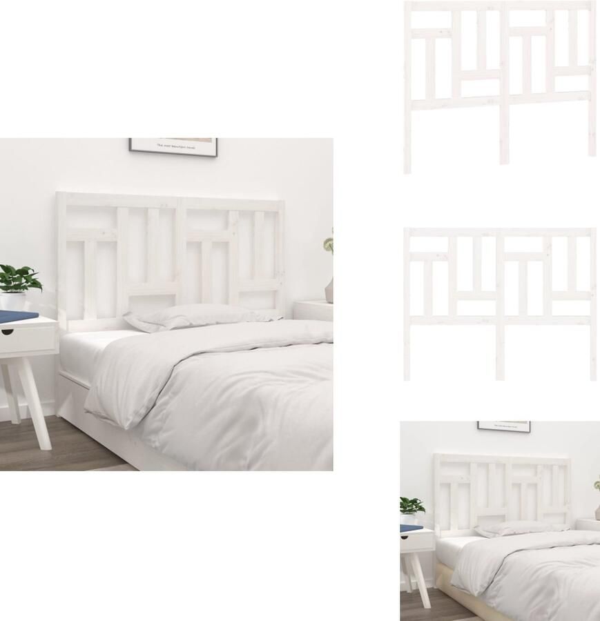 VidaXL Hoofdbord Hoofdborden Hoofdeinde Houten Hoofdbord 145 5x4x100 cm massief grenenhout wit - Foto 4