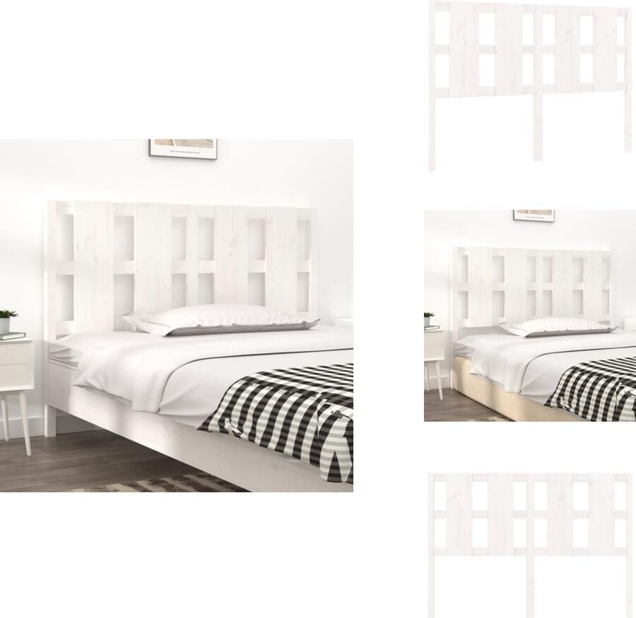 VidaXL Hoofdbord Hoofdborden Hoofdeinde Houten Hoofdbord 145 5x4x100 cm massief grenenhout wit - Foto 2