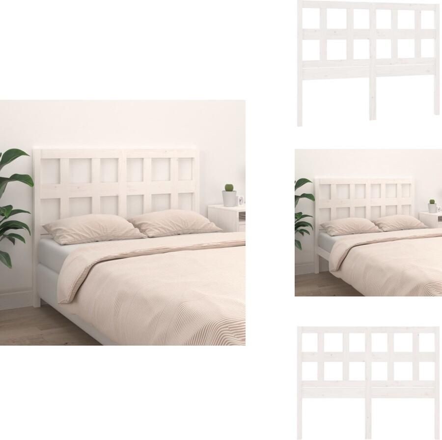 VidaXL Hoofdbord Hoofdborden Hoofdeinde Houten Hoofdbord 145 5x4x100 cm massief grenenhout wit - Foto 7
