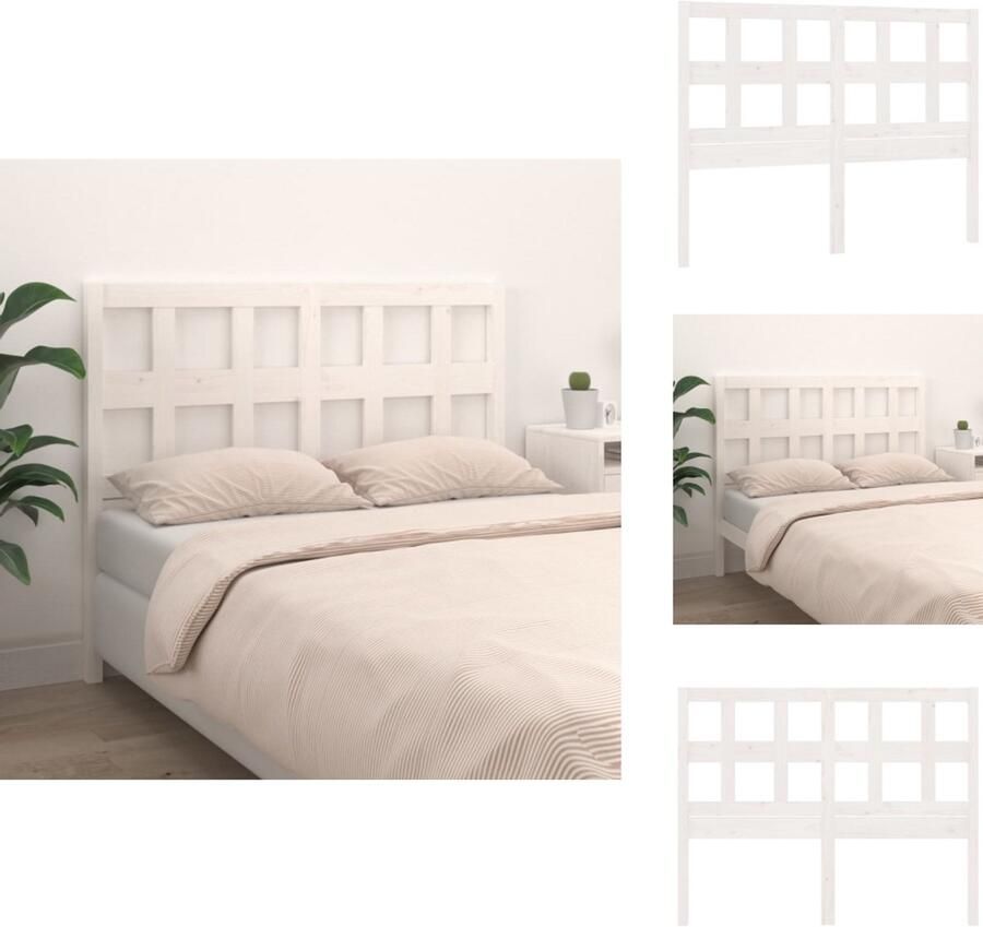 VidaXL Hoofdbord Hoofdborden Hoofdeinde Houten Hoofdbord 145 5x4x100 cm massief grenenhout wit - Foto 5