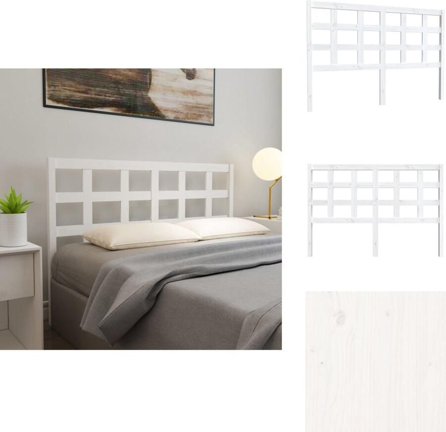 VidaXL Hoofdbord Hoofdborden Hoofdeinde Houten Hoofdbord 145-5x4x100 cm massief grenenhout wit