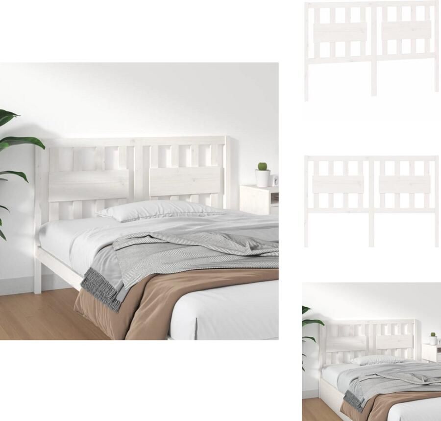 VidaXL Hoofdbord Hoofdborden Hoofdeinde Houten Hoofdbord 145 5x4x100 cm massief grenenhout wit