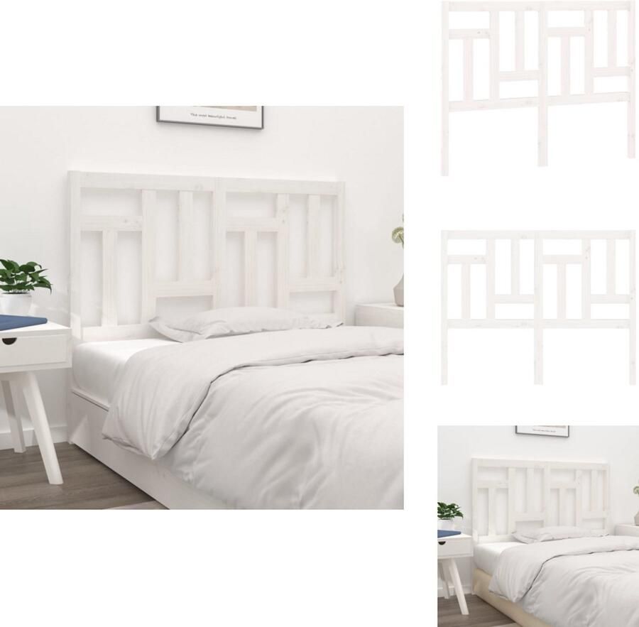 VidaXL Hoofdbord Hoofdborden Hoofdeinde Houten Hoofdbord 205 5x4x100 cm massief grenenhout wit - Foto 4
