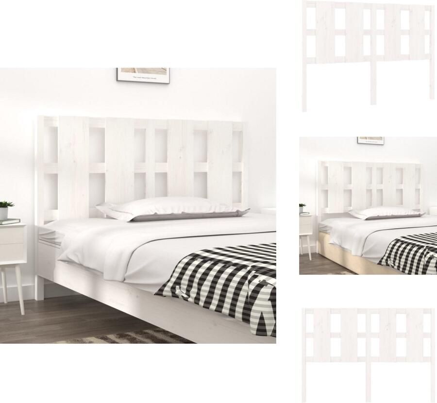 VidaXL Hoofdbord Hoofdborden Hoofdeinde Houten Hoofdbord 145 5x4x100 cm massief grenenhout wit - Foto 6